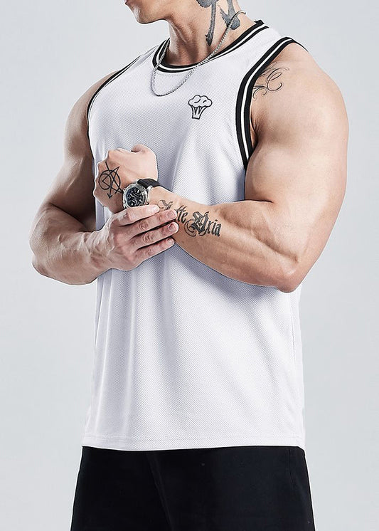 Print Summer Cotton Tank Hollow New Mens White Out