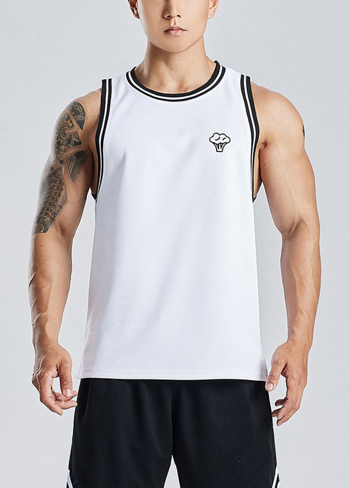 Print Summer Cotton Tank Hollow New Mens White Out