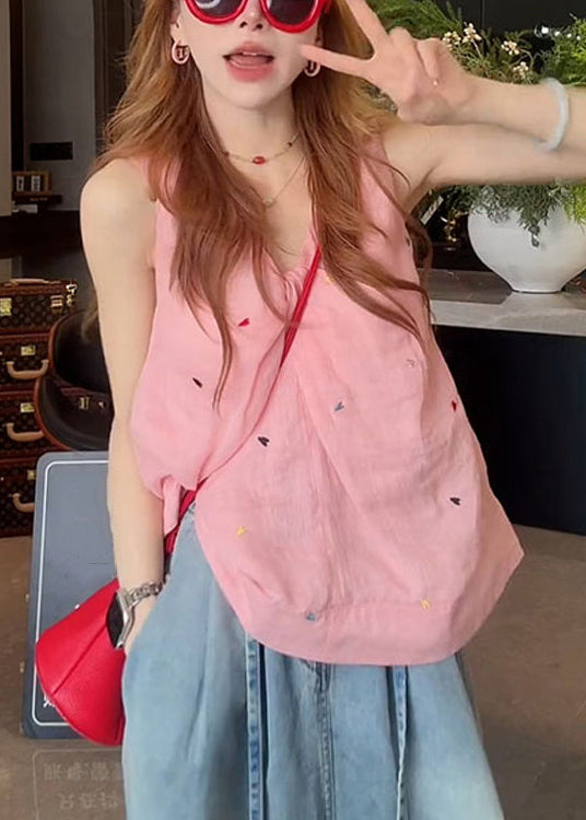 Cotton Print New V White Tank Sleeveless Neck