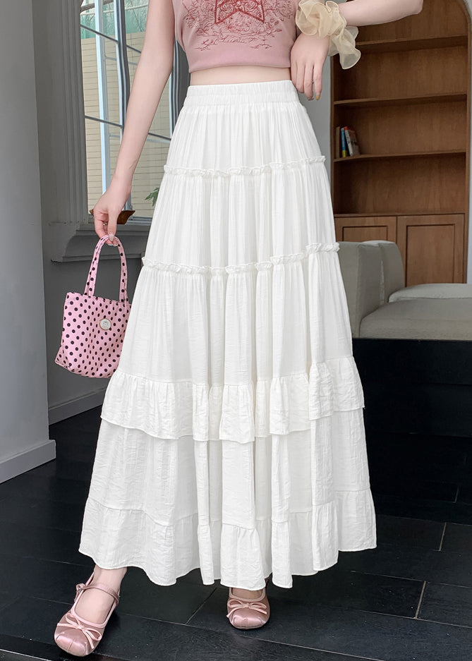 Skirts Solid Line Cotton A New Patchwork Summer White Wrinkled