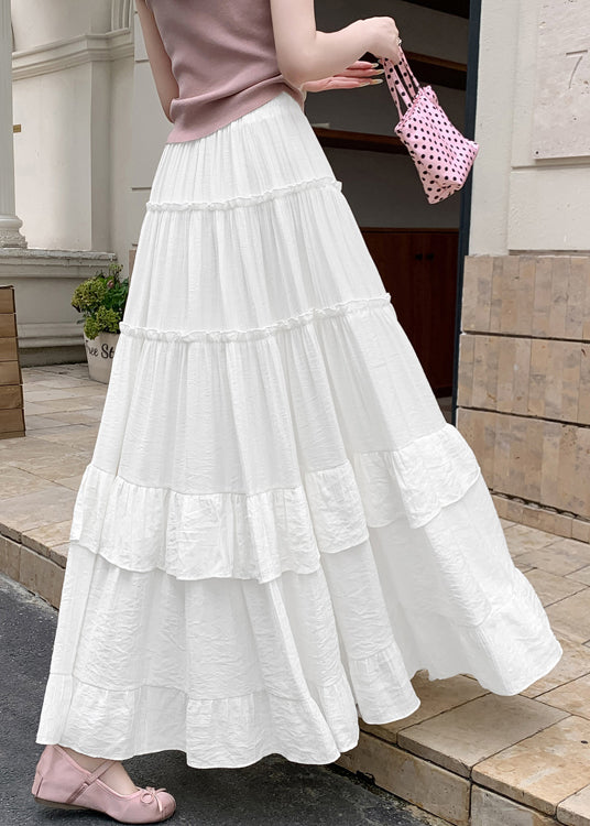 Skirts Solid Line Cotton A New Patchwork Summer White Wrinkled