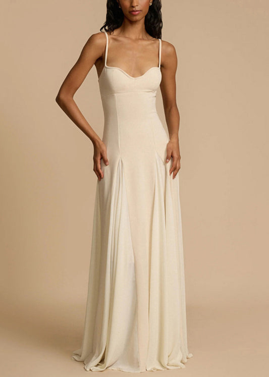 Spaghetti Strap Shoulder Zippered Cotton New Cold White Dress