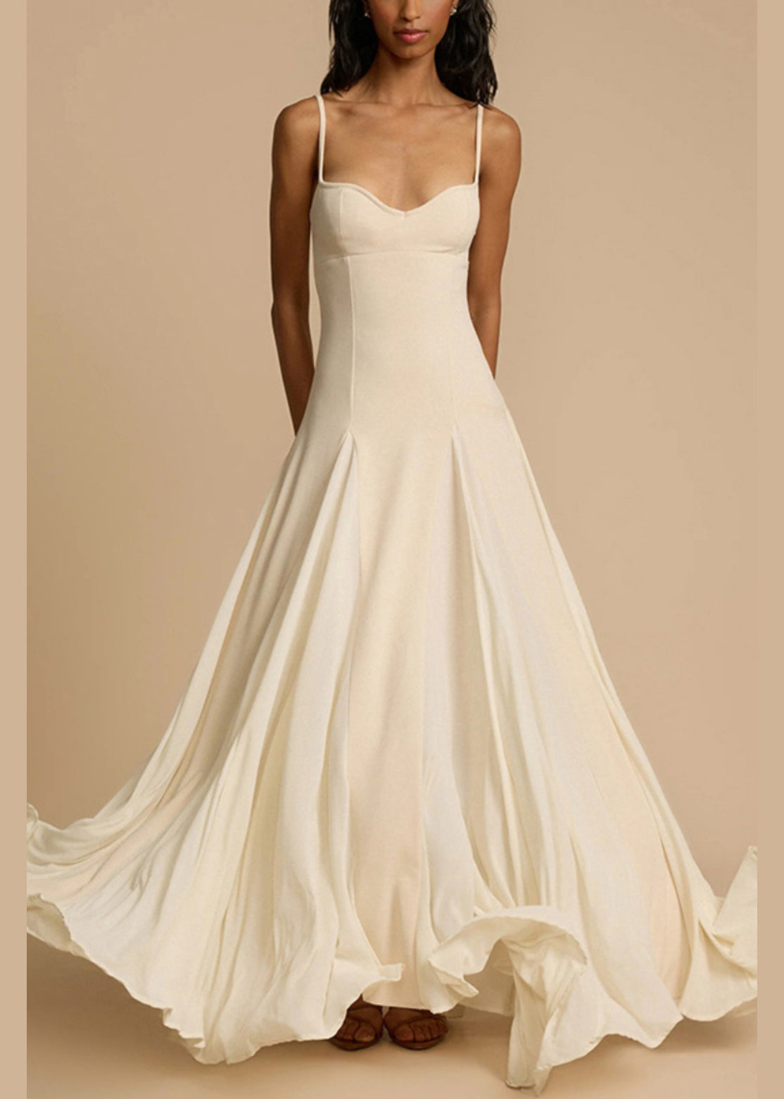 Spaghetti Strap Shoulder Zippered Cotton New Cold White Dress