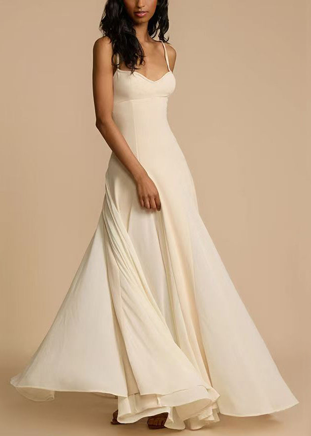 Spaghetti Strap Shoulder Zippered Cotton New Cold White Dress