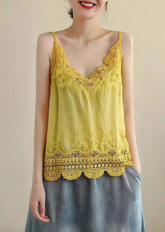 Out Red Strap Lace Tanks Wine New Spaghetti Linen Hollow