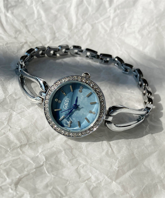 Movement Blue Novelty Quartz Watches Zircon Alloy