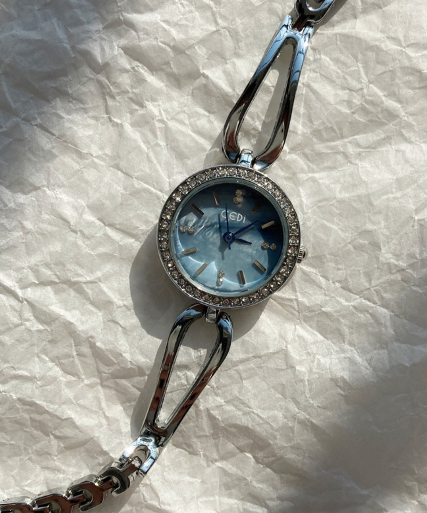 Movement Blue Novelty Quartz Watches Zircon Alloy