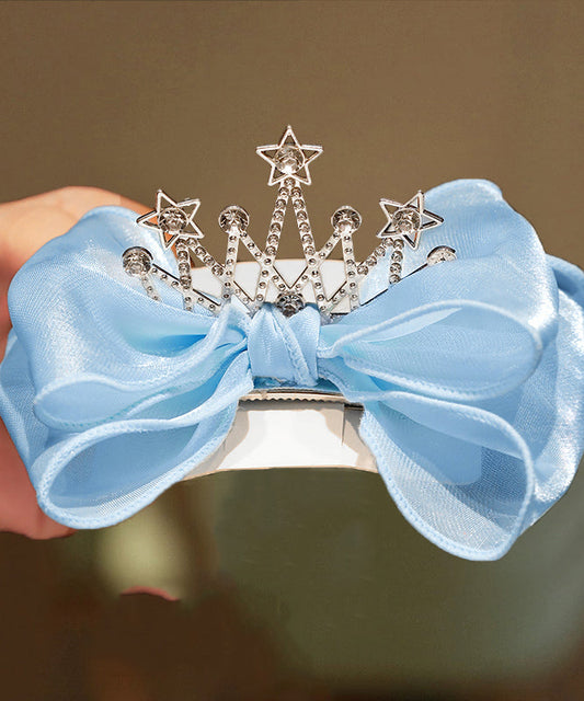 Novelty Blue Alloy Zircon Tulle Bow Crow Girls Hairpin YG038