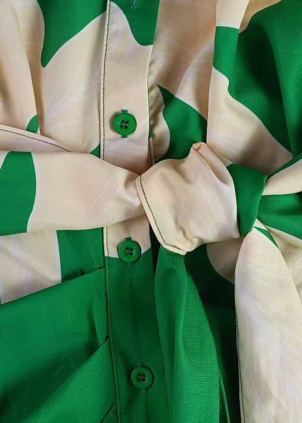 Dress Print Cotton Summer Yellow Shirts Waist Novelty Tie