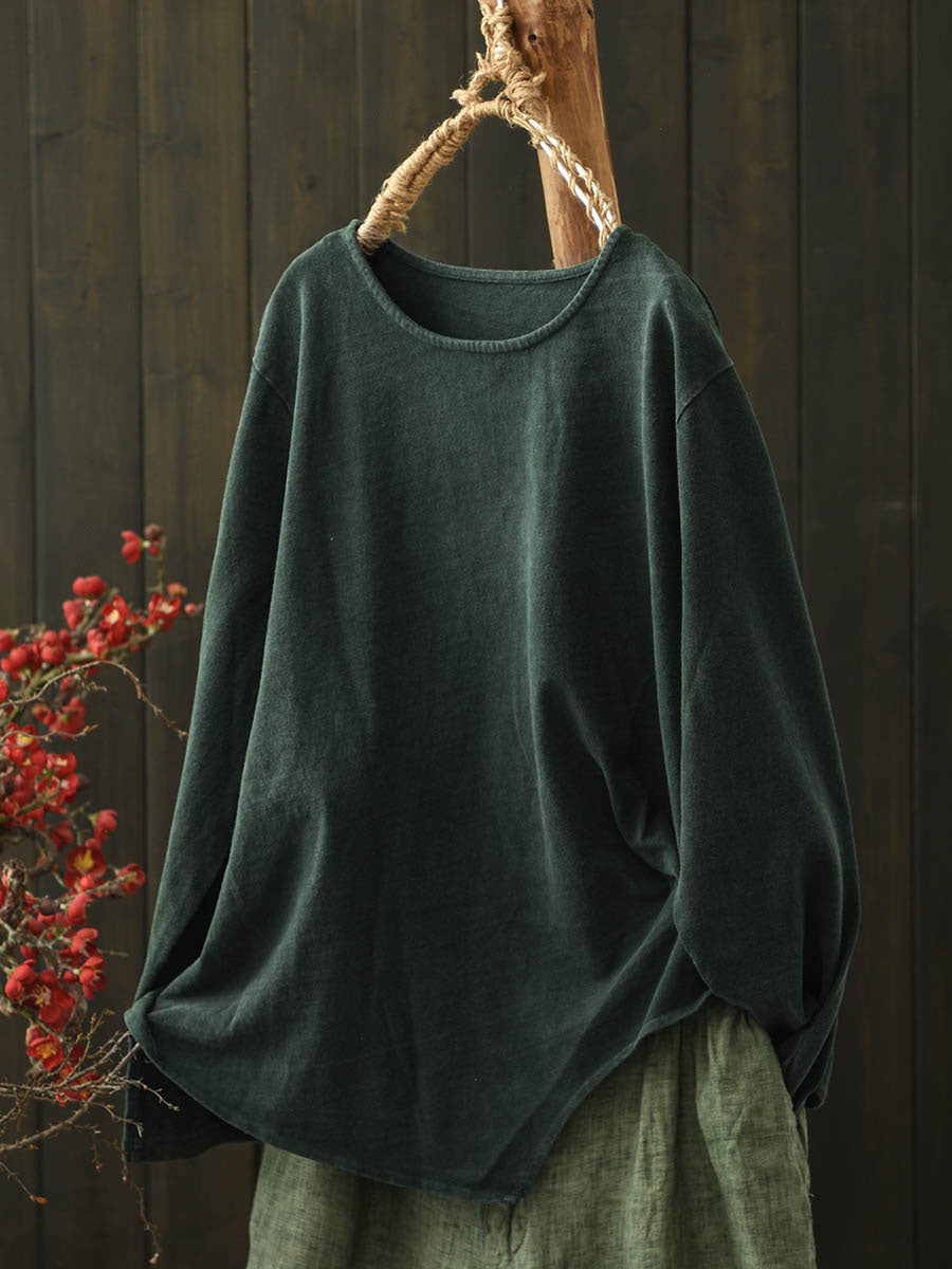 Blouse Pure Retro Autumn Women Cotton Color