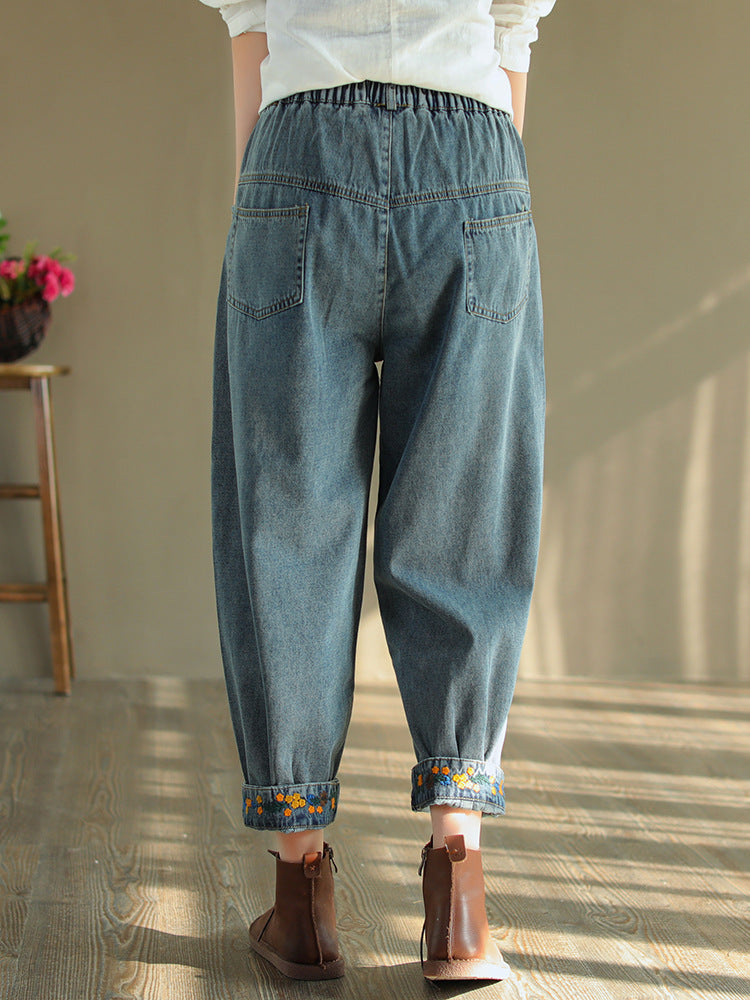 Vintage Ripped Embroidered Denim Harem Pants OP1025