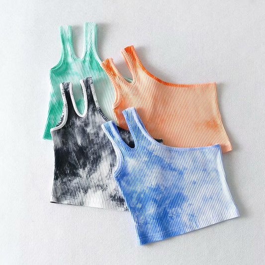 Camisole Tie Dye à épaules inclinées F3137