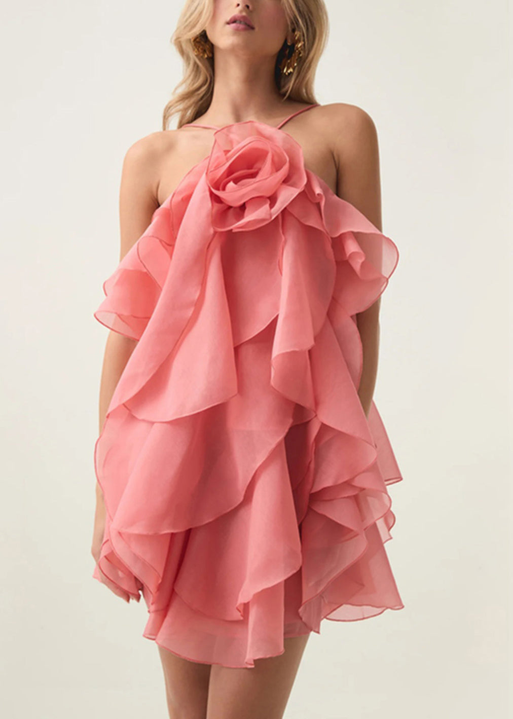 Spaghetti Floral Dress Orange Strap Cold Cotton Sleeveless