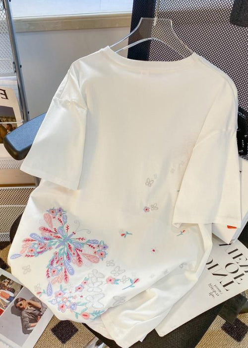 Organic Butterfly Summer Black Embroideried Cotton Men Shirts T