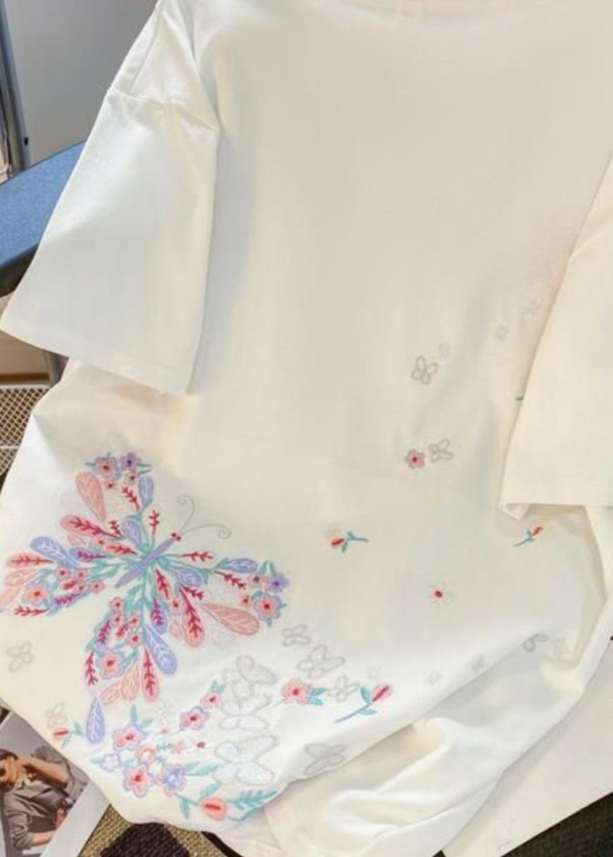 Organic Butterfly Summer Black Embroideried Cotton Men Shirts T