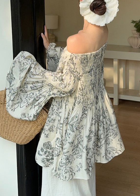 Organic Cold Print Fall Shoulder Shirt