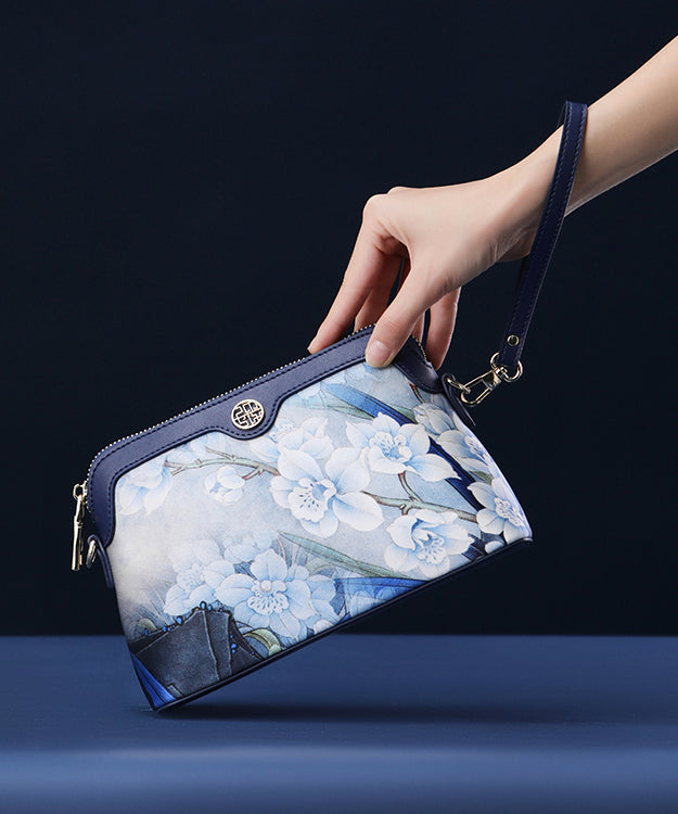 Bag Versatile Print Organic Silk Clutch Navy