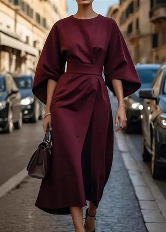 Tunic Dress Sleeve Purple Batwing Long Organic Solid