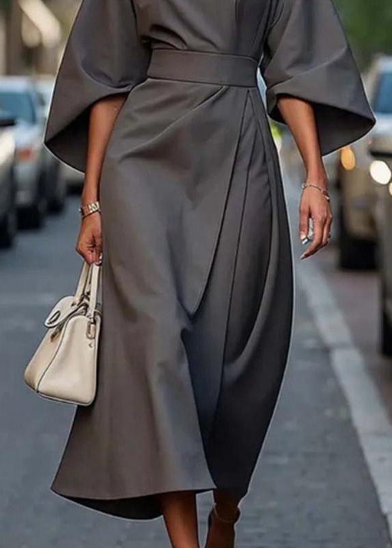 Long Purple Solid Dress Sleeve Organic Tunic Batwing