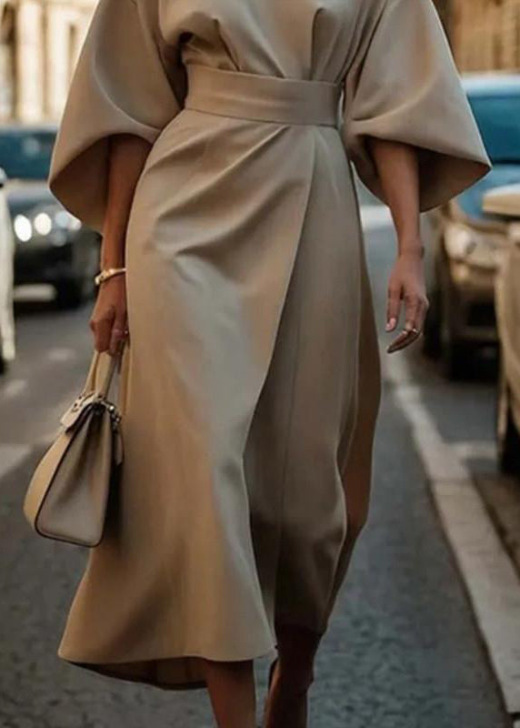 Long Purple Solid Dress Sleeve Organic Tunic Batwing