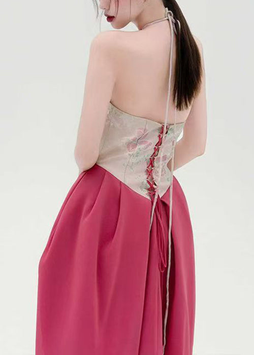 Dresses Print Lace Cotton Backless Original Maxi Patchwork Up