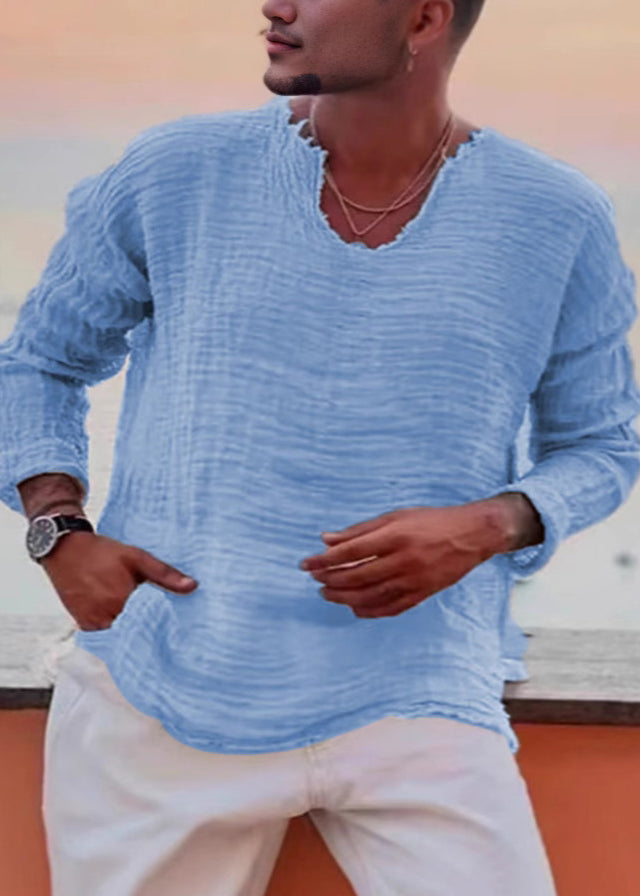 Shirts Open T Side Fall Cotton Original Solid Coffee Men