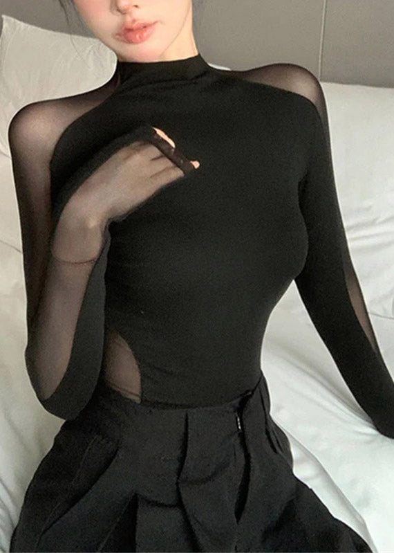 Original Tops Spring Design Flattering Tulle Black