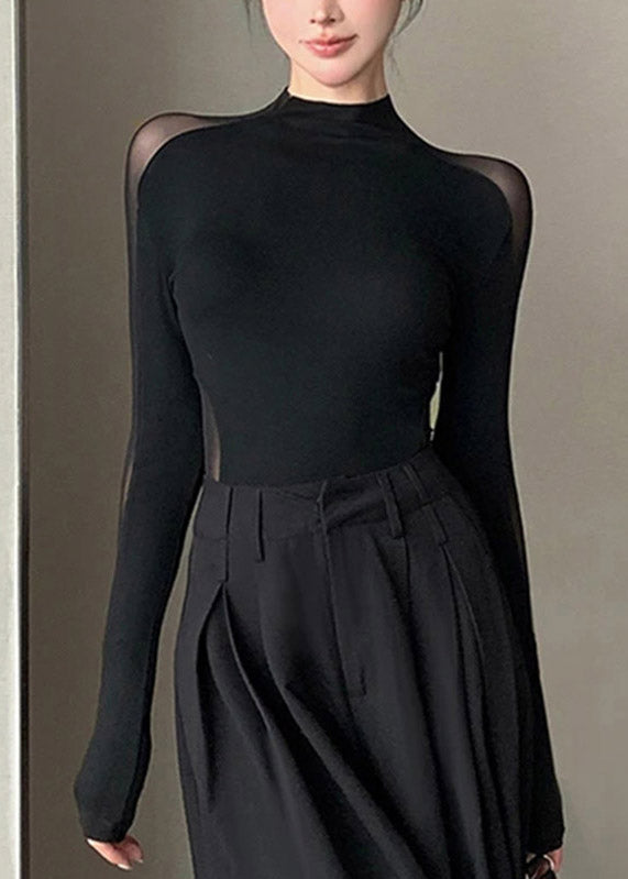 Original Tops Spring Design Flattering Tulle Black