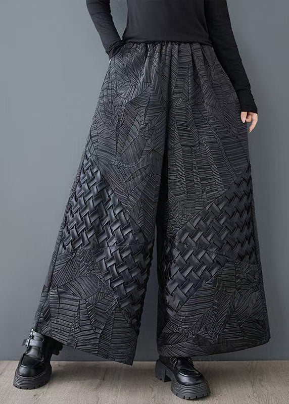 Pants Design Leg Oversized Summer Black Wide Jacquard Original