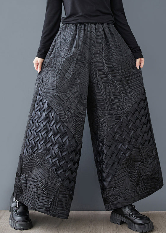 Pants Design Leg Oversized Summer Black Wide Jacquard Original