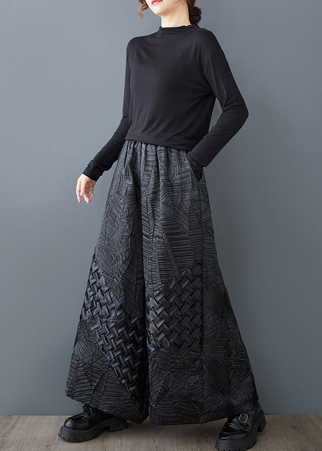 Design Black Oversized Original Wide Leg Pants Summer Jacquard