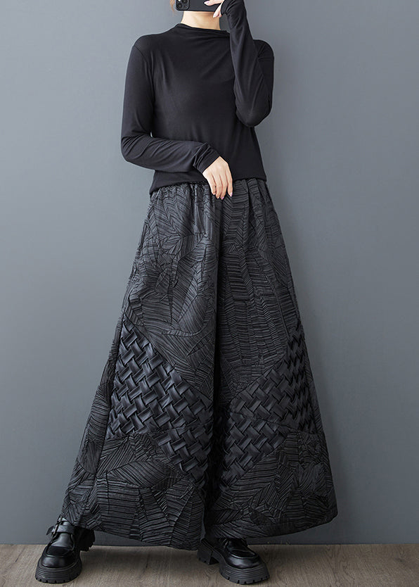 Design Black Oversized Original Wide Leg Pants Summer Jacquard