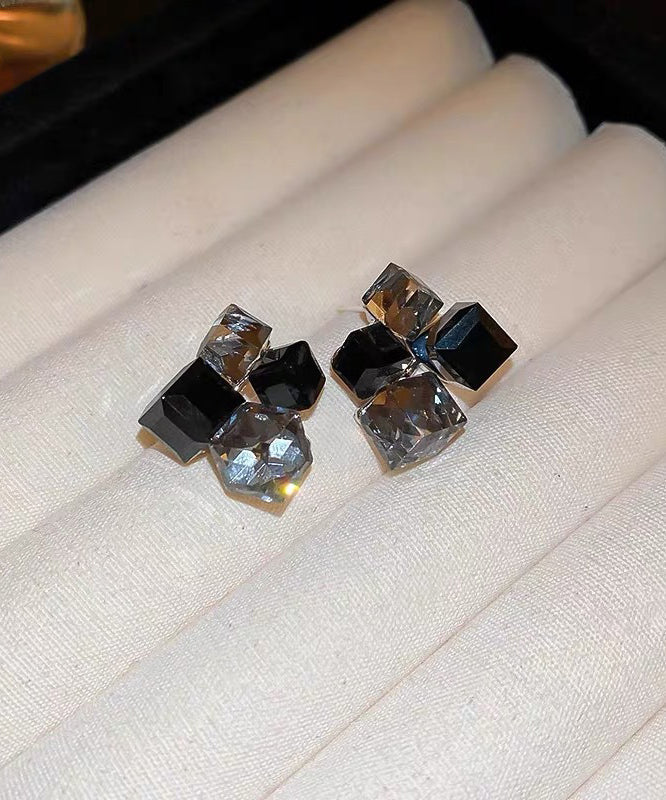 Design Cube Blue Crystal Sugar Stud Alloy Original Asymmetrical