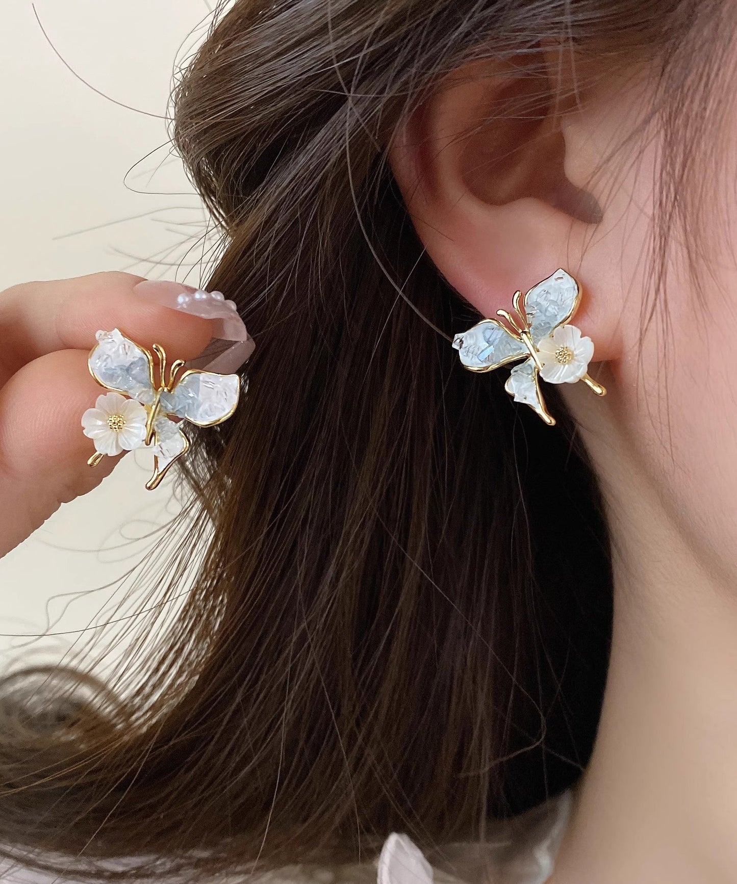 Floral Silver Shell Overgild Sterling Blue Design Original