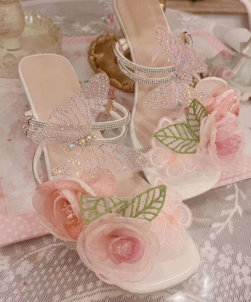 Design Toe Flower Original Sandals Zircon Peep Slide Butterfly