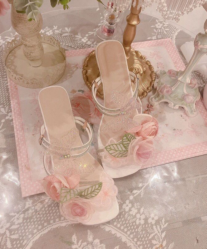 Design Toe Flower Original Sandals Zircon Peep Slide Butterfly