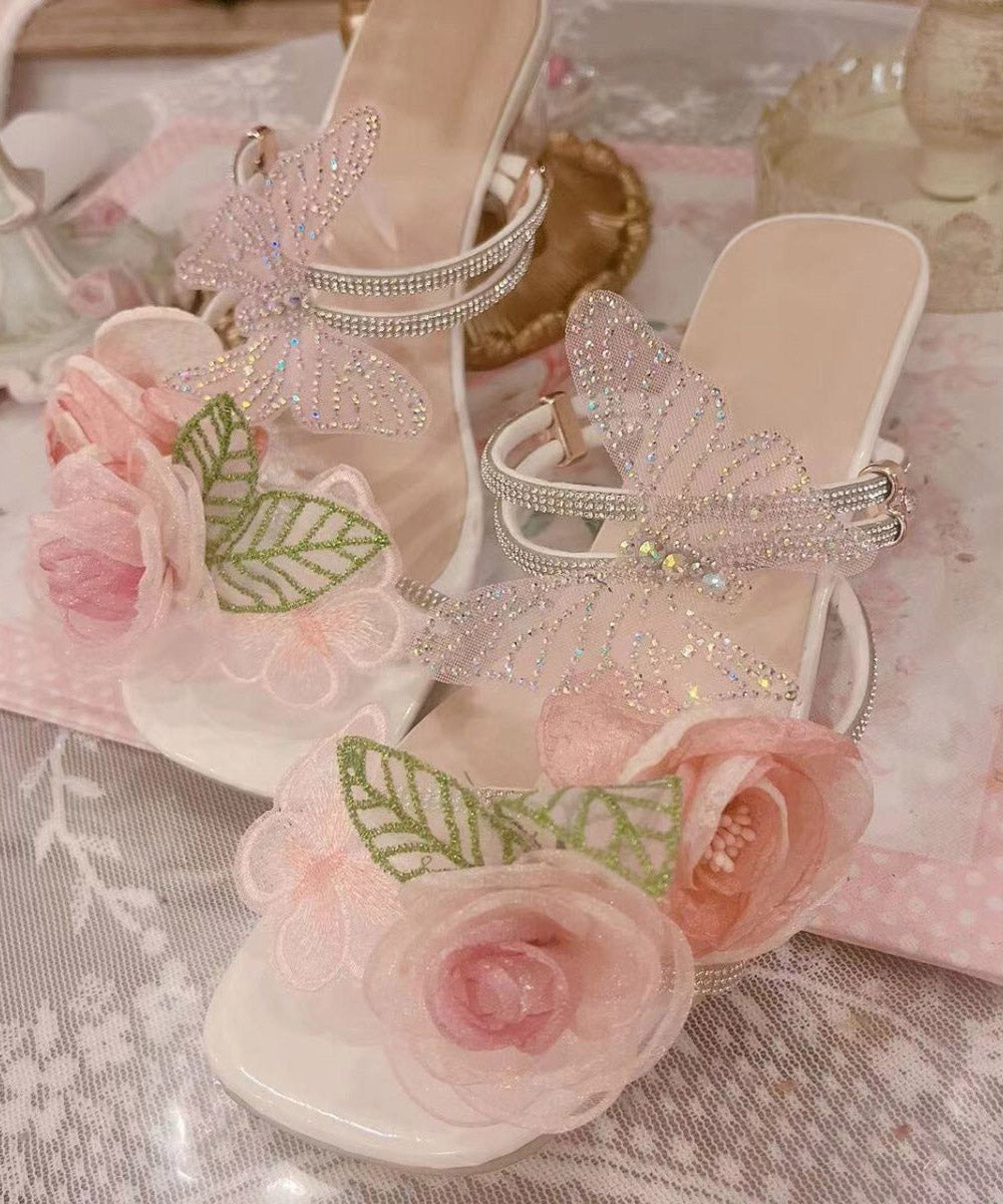 Design Toe Flower Original Sandals Zircon Peep Slide Butterfly
