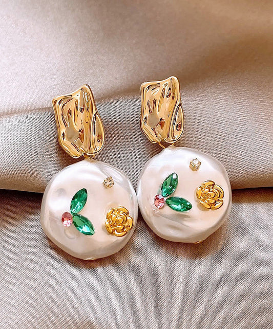 Design Alloy Copper Earrings Pearl Drop Original Gold