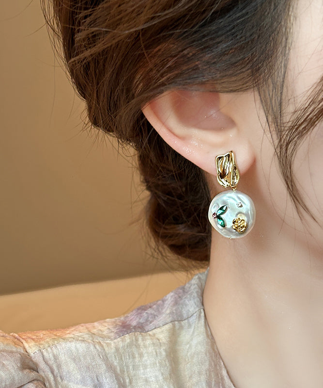 Design Alloy Copper Earrings Pearl Drop Original Gold