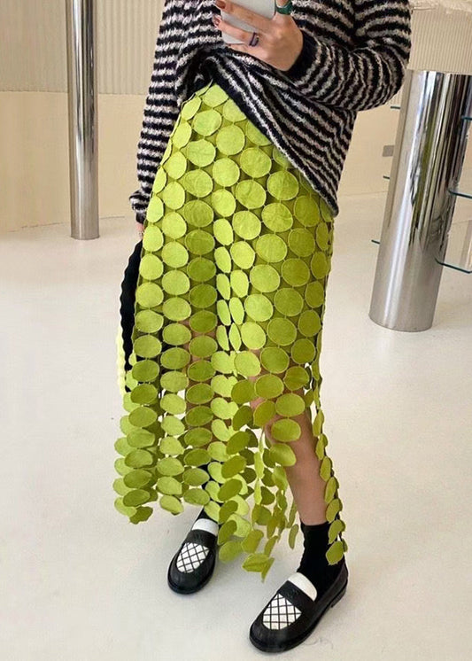 Design Out Summer High Skirt Cotton Waist Green Original Hollow