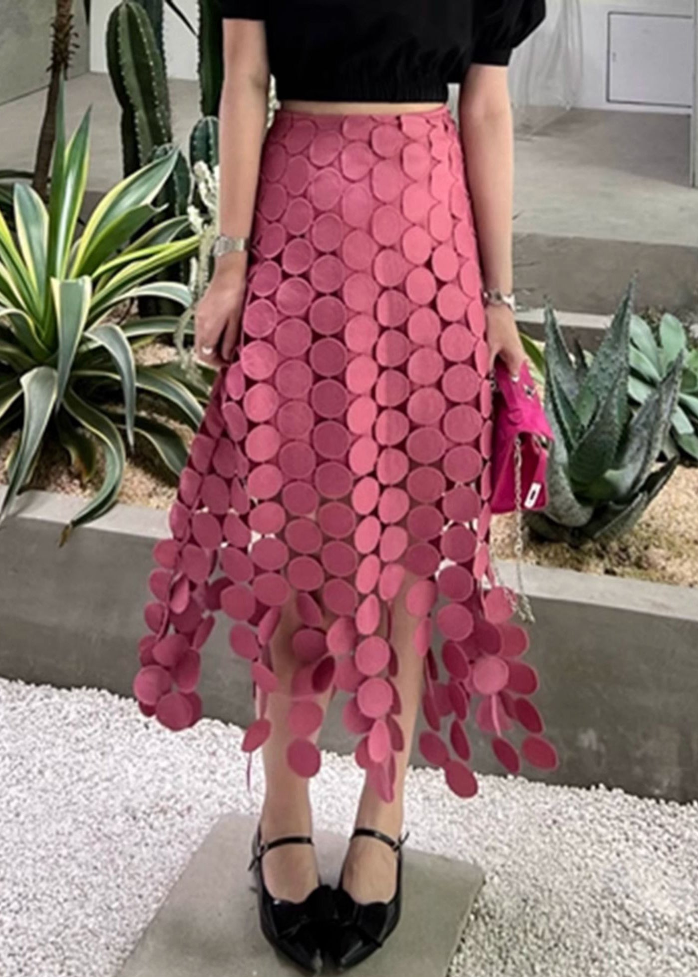 Design Out Summer High Skirt Cotton Waist Green Original Hollow