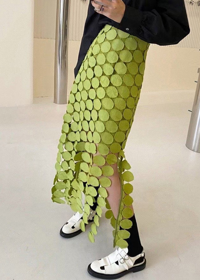 Design Out Summer High Skirt Cotton Waist Green Original Hollow