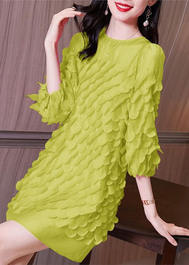O-Neck Design Patchwork Dress Chiffon Green Mid Spring Original