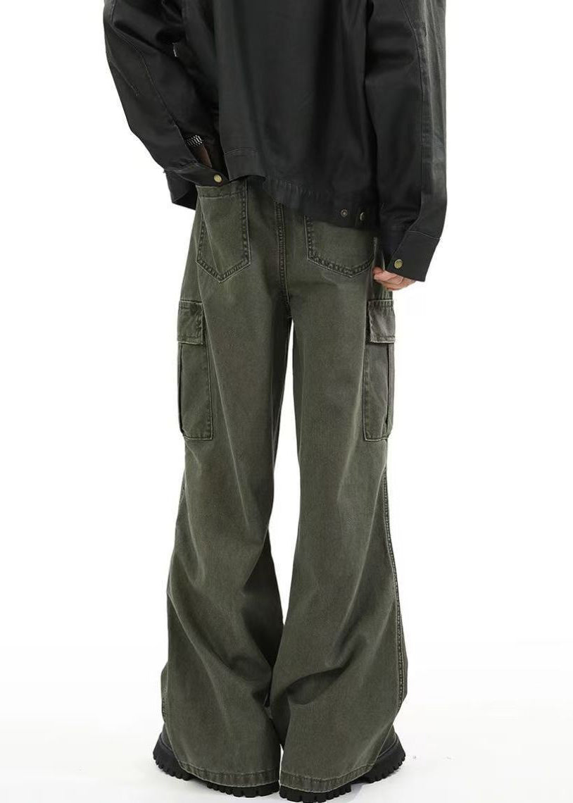 Spring Waist Design Pants Green Original Denim High Men Pockets