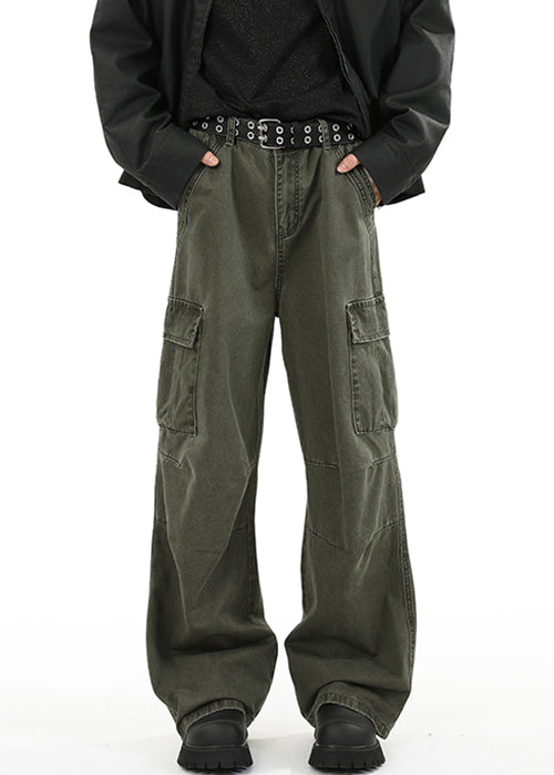 Spring Waist Design Pants Green Original Denim High Men Pockets