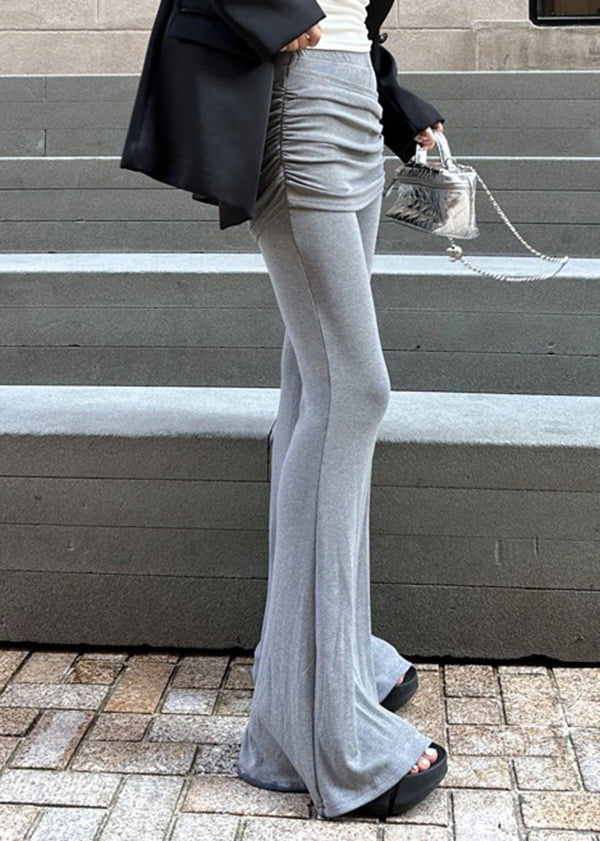 Original Design Grey False Two Pieces Flared Trousers Spring TN049