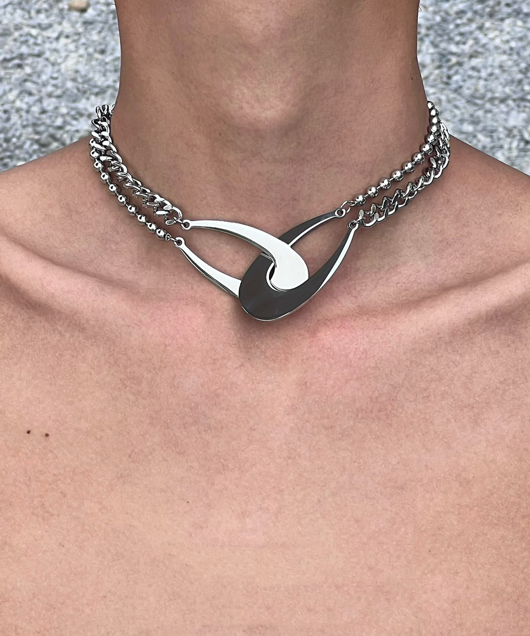 Metal Original Chain Necklace Asymmetrical Design