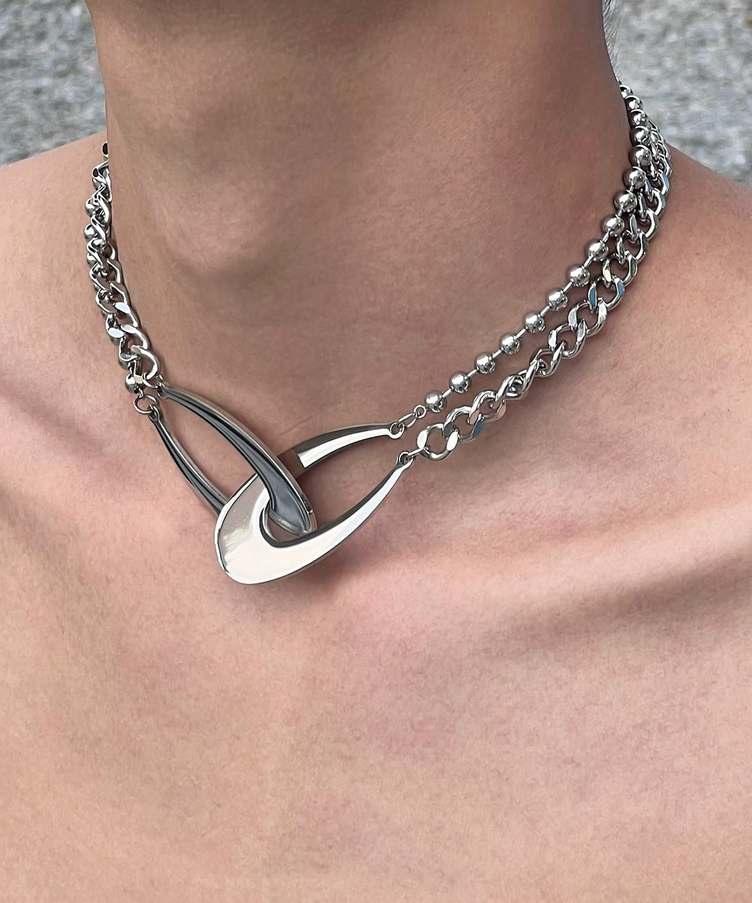 Metal Original Chain Necklace Asymmetrical Design