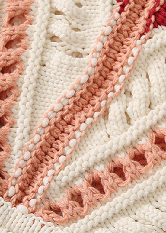 Original Design O-Neck Striped Hollow Out Knit Sweaters Spring YY005