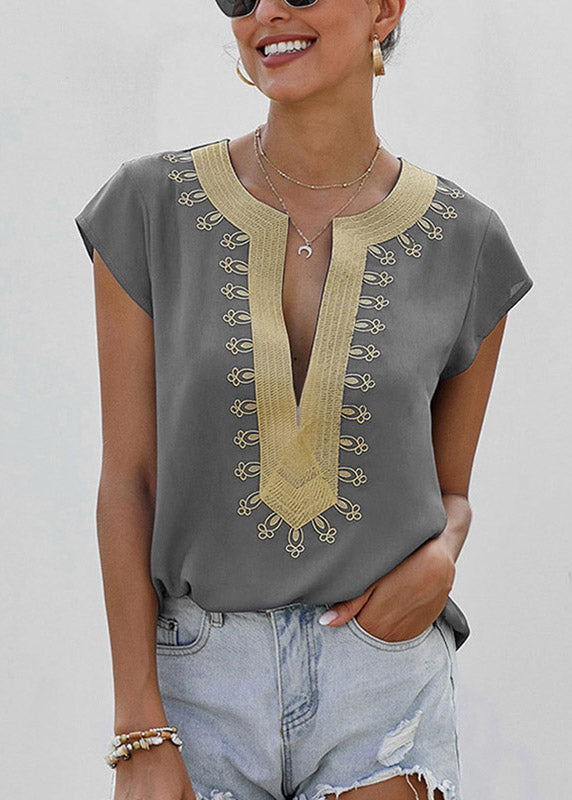 O-Neck Sleeve Short Top Design Original Orange Print